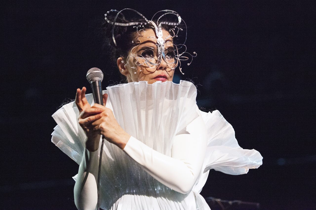 MEXICO CITY, MEXICO - AUGUST 17: Bjork performs onstage during her Cornucopia Tour at Parque Bicentenario on August 17, 2019 in Mexico City, Mexico. (Photo by Santiago Felipe/Getty Images)