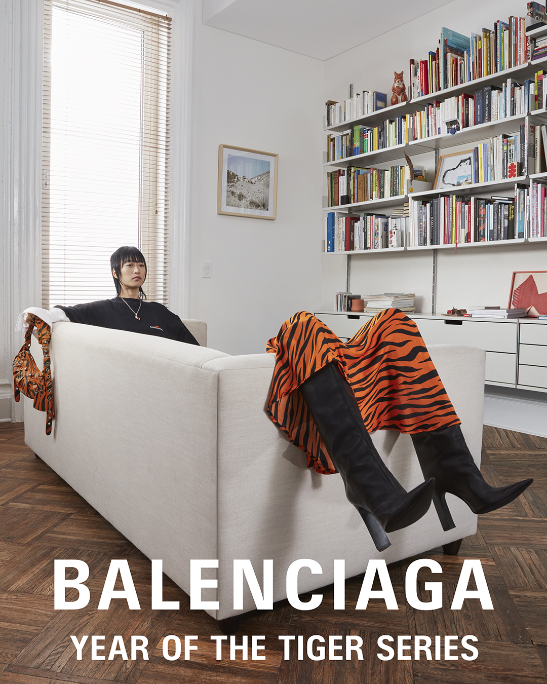 Balenciaga Year Of The Tiger Hourglass Mini Handbag With Chain
