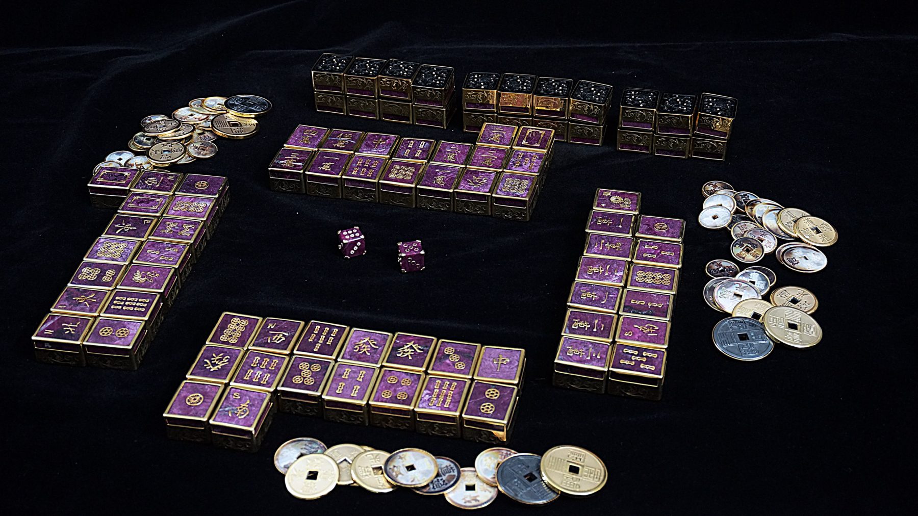 40mm Luxury Mahjong Set Silver&Gold Mahjong Games Home Games